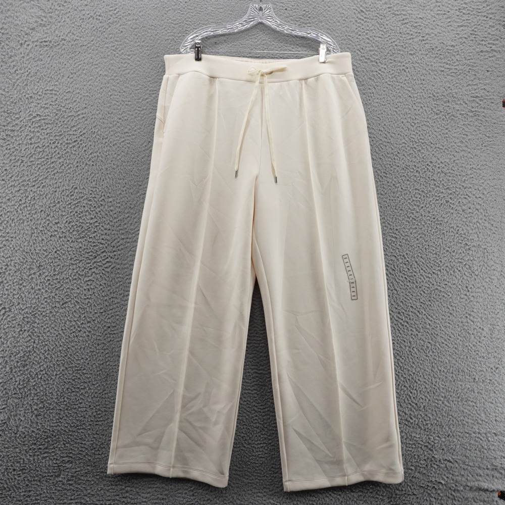 Calia Womens XXL Soft Scuba Wide Leg PantsCream High Rise NEW